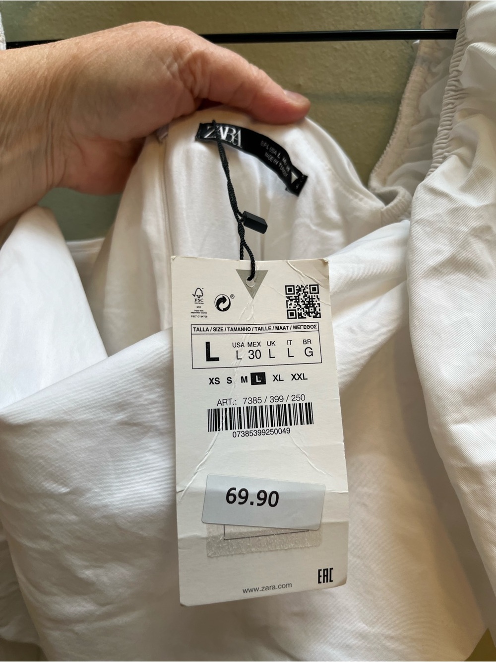 Zara White Square-Neck Puff Sleeve Maxi Dress -size large - Picture 14 of 15